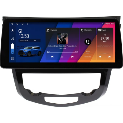 Штатная магнитола Nissan Qashqai 2, X-Trail (T32) 2013-2022 (авто с климат-контролем) 12.3 дюйма Canbox H-Line 7810-1009/1010 на Android 10 (4G-SIM, 8/256, DSP, QLed) BMW Style