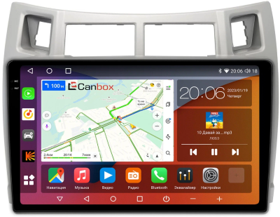 Штатная магнитола Canbox EVO 2K 5833-9-100 для Toyota Vitz 2 (XP90), Yaris 2 2005-2012 (серебряная) на Android 14 (4G-SIM, 16/512, DSP, QLed, AI, 360)