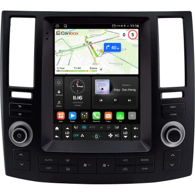 Штатное головное устройство Infiniti FX35 (S50), FX45 (S50) 2006-2009 (черная) Canbox M-Line (Tesla style) 9.7 дюймов 4/64 5622-1312-289 на Android 10 (4G-SIM, DSP, QLed)