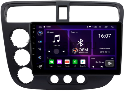 Штатная магнитола Honda Civic 7 2000-2006 (с климат-контролем, левый руль) Canbox RS9-0174 1.5/32 Android 10 (IPS, DSP, CarPlay)