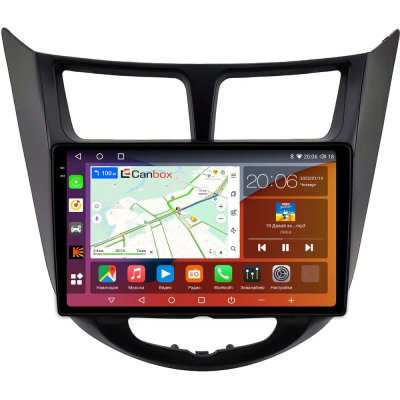 Штатная магнитола Hyundai Solaris, Accent 4 2010-2019 (черная, матовая) Canbox EVO 2K 5814-9-2093 на Android 14 (4G-SIM, 4/64, DSP, QLed, AI, 360)