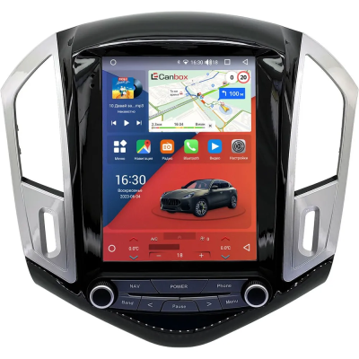 Штатное головное устройство Chevrolet Cruze 2012-2016 (черно-серая, глянцевая) Canbox PRO-Line (Tesla style) 9.7 дюймов 4/64 7881-1312-182 на Android 13 (4G-SIM, DSP, QLed)