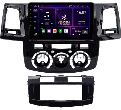 Штатная магнитола Toyota Fortuner, Hilux 7 2004-2015 (черная, глянцевая) OEM RK9-2212 на Android 10 (CarPlay, AHD, 1/32)