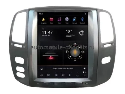 Carmedia ZF-1305-GE ("Тесла-стиль") штатная магнитола для Toyota LC 100, Lexus LX 470 2002-2009 (климат на цветном экране) на Android 13 c 8GB, DSP, 4G
