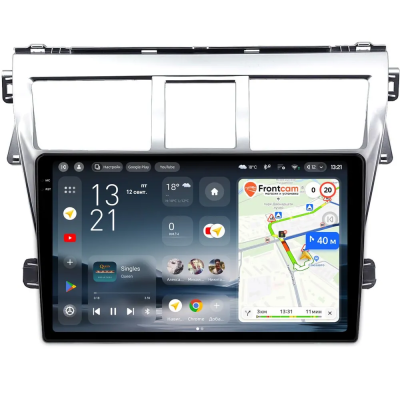 Штатное головное устройство Toyota Belta, Vios, Yaris sedan 2005-2012 (серебряная) Teyes CC4 Pro 2K 8/128 9.5 дюймов RM-9-1656 на Android 13 (4G-SIM, DSP, QLed, AI)