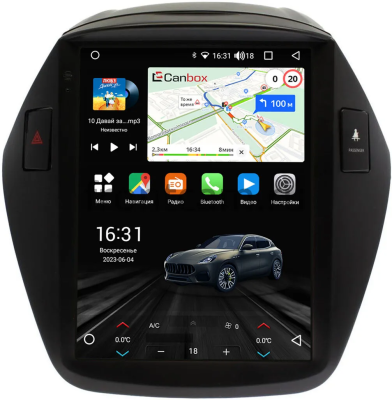Штатное головное устройство Hyundai ix35, Tucson 2 2009-2015 (Тип A, B) Canbox (Tesla style) 9.7 дюймов 2/32 GT096-1312-31 на Android 10 (QLed, DSP, CarPlay)