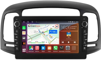 Штатная магнитола Hyundai Verna 2005-2010 (черная) Canbox H-Line 7833-9-1411 Android 10 (4G-SIM, 4/64, DSP, IPS) С крутилками