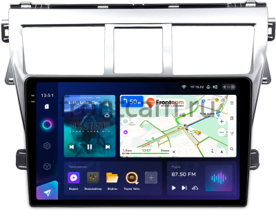 Штатное головное устройство Toyota Belta, Vios, Yaris sedan 2005-2012 (серебряная) Teyes CC3 2K 6/128 9.5 дюймов RM-9-1656 на Android 10 (4G-SIM, DSP, QLed)