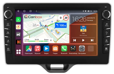 Штатная магнитола Toyota Yaris 4, Yaris Cross 2020-2024 (левый руль) Canbox H-Line 7838-10-552 на Android 10 (4G-SIM, 6/128, DSP, QLed) С крутилками