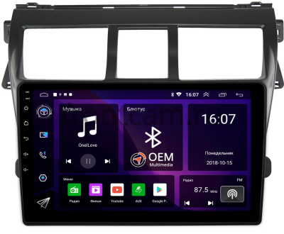 Штатная магнитола Canbox RS9-402 для Toyota Belta, Vios, Yaris sedan 2005-2012 (черная, матовая) на Android 10 (IPS, DSP, CarPlay)