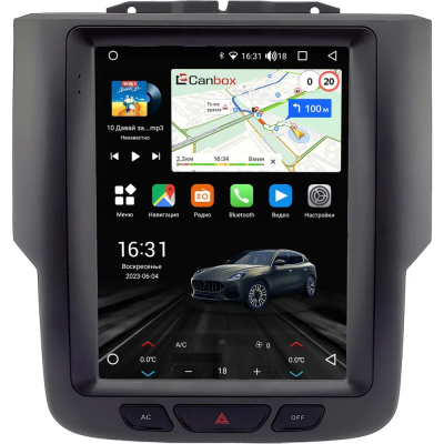 Штатное головное устройство Dodge RAM 4 (DS, DJ) 2013-2023 Canbox (Tesla style) 9.7 дюймов 4/64 GTR096-1312-178 на Android 10 (QLed, DSP, CarPlay)