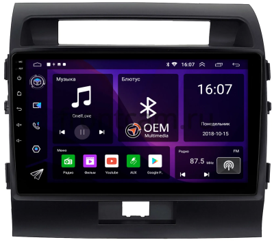 Штатная магнитола Toyota Land Cruiser 200 2007-2015 (для авто без NAVI, черная матовая) Canbox RS10-010-1 1.5/32 на Android 10 (IPS, DSP, CarPlay)
