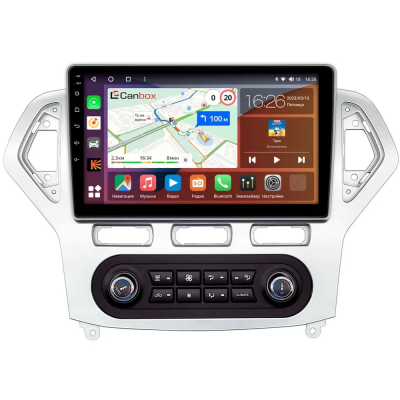 Штатная магнитола Ford Mondeo 4 2006-2010 (серебро, Тип 1) Canbox Logic-i3 5738-1016 встроенный климат на Android 11 (4G-SIM, 6/128, DSP, 360, QLed)