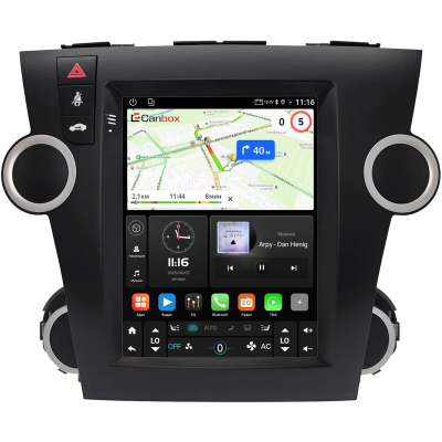 Штатное головное устройство Toyota Highlander (U40) 2007-2013 (для авто без JBL) Canbox (Tesla style) 9.7 дюймов 4/64 GTR096-1312-136 на Android 10 (QLed, DSP, CarPlay)