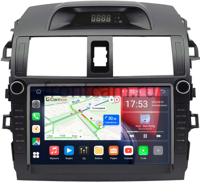 Штатная магнитола Toyota Corolla (E150) 2006-2013 (серая, с часами) Canbox RS9-2075 1.5/32 Android 10 (IPS, DSP, CarPlay)