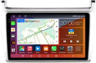 Штатная магнитола Volkswagen Polo 5 2009-2020 (серебро) Canbox EVO 2K 5815-9-540 на Android 14 (4G-SIM, 6/128, DSP, QLed, AI, 360)