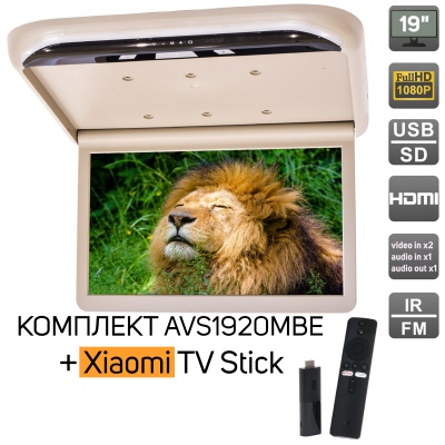 Потолочный монитор на Android AVS1920MBE + Xiaomi Mi TV Stick + AV1252DC