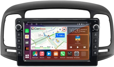 Штатная магнитола Hyundai Verna 2005-2010 (черная) Canbox H-Line 7823-9-1411 Android 10 (4G-SIM, 4/64, DSP, IPS) С крутилками
