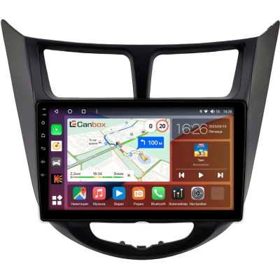 Штатная магнитола Hyundai Solaris, Accent 4 2010-2019 (черная, матовая) Canbox EVO 5811-9-2093 на Android 14 (4G-SIM, 6/128, DSP, QLed, AI, 360)