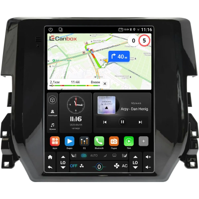 Штатное головное устройство Honda Civic 10 2015-2021 Canbox (Tesla style) 9.7 дюймов 4/64 GTR096-1312-36 на Android 10 (QLed, DSP, CarPlay)