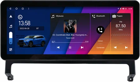 Hyundai IONIQ 2016-2024 (глянцевая) 12.3 дюйма Canbox H-Line 7816-2131 на Android 10 (4G-SIM, 4/32, DSP, QLed) Audi Style
