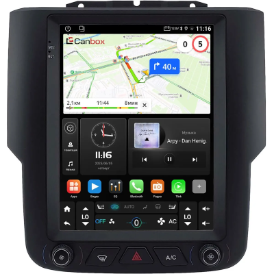 Штатное головное устройство Dodge RAM 4 (DS/DJ) 2013-2023 (для авто без NAVI) Canbox (Tesla style) 9.7 дюймов 4/64 GTR096-1312-254 на Android 10 (QLed, DSP, CarPlay)