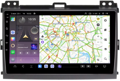 Carmedia OL-9696-OL-9009-Q-TS105 магнитола для Toyota Land Cruiser Prado 120, Lexus GX 470 2002-2009 на Android 14 с 6GB, DSP, 4G