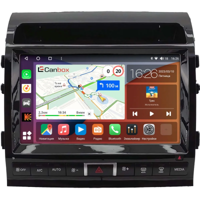 Штатная магнитола Toyota Land Cruiser 200 2013-2015 (Тип B, глянцевая) Canbox EVO 2K 5817-10-2146 на Android 14 (4G-SIM, 4/64, DSP, QLed, AI, 360)