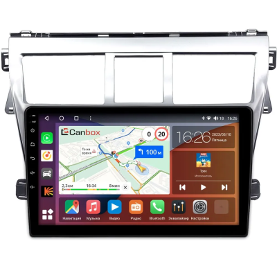 Штатная магнитола Toyota Belta, Vios, Yaris sedan 2005-2012 (серебряная) Canbox EVO 5811-9-1656 на Android 14 (4G-SIM, 6/128, DSP, QLed, AI, 360)