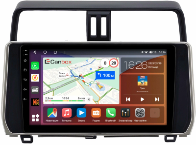 Штатная магнитола Toyota Land Cruiser Prado 150 2017-2024 (серебряная) Canbox Logic-i3 5738-1038 на Android 11 (4G-SIM, 6/128, DSP, 360, QLed) (для авто без 4 камер)