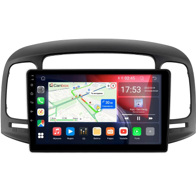 Штатная магнитола Canbox EVO 5810-9-1411 для Hyundai Verna 2005-2010 (черная) на Android 14 (4G-SIM, 4/64, DSP, QLed, AI, 360)
