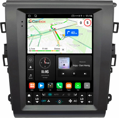 Штатное головное устройство Ford Mondeo 5 2014-2023, Fusion 2 (North America) 2012-2016 Canbox M-Line (Tesla style) 9.7 дюймов 4/64 5622-1312-185 на Android 10 (4G-SIM, DSP, QLed)