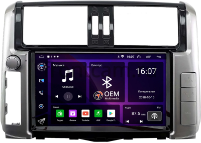 Toyota Land Cruiser Prado 150 2009-2013 (для авто без монитора) OEM RK9-2641 Android 10 (CarPlay, AHD, 1/32)