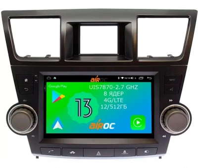 Штатная магнитола Airoc 2K AU-1122B для Toyota Highlander 2, 2007-2014