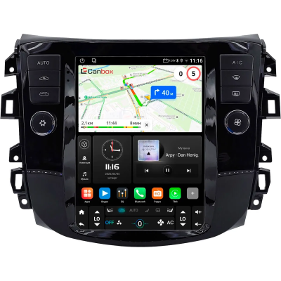 Штатное головное устройство Nissan Navara (Frontier) 4 (D23) 2014-2025 (глянцевая) Canbox M-Line (Tesla style) 9.7 дюймов 4/64 5622-1312-187 на Android 10 (4G-SIM, DSP, QLed)