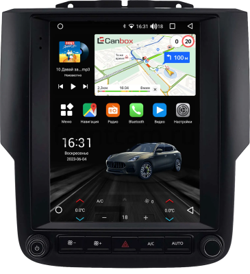 Штатное головное устройство Dodge RAM 4 (DS/DJ) 2013-2023 Canbox (Tesla style) 9.7 дюймов 2/32 GT096-1312-242 на Android 10 (QLed, DSP, CarPlay)