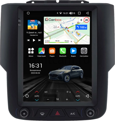 Штатное головное устройство Dodge RAM 4 (DS/DJ) 2013-2023 (для авто с монитором) Canbox (Tesla style) 9.7 дюймов 2/32 GT096-1312-253 на Android 10 (QLed, DSP, CarPlay)