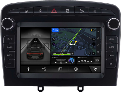 Магнитола в штатное место 2 din Peugeot 308, 408, RCZ 2007-2022 (черная, Тип 2) OEM на Android 10 (CarPlay, AHD, 1/32) (RK7-RP-2152-505)