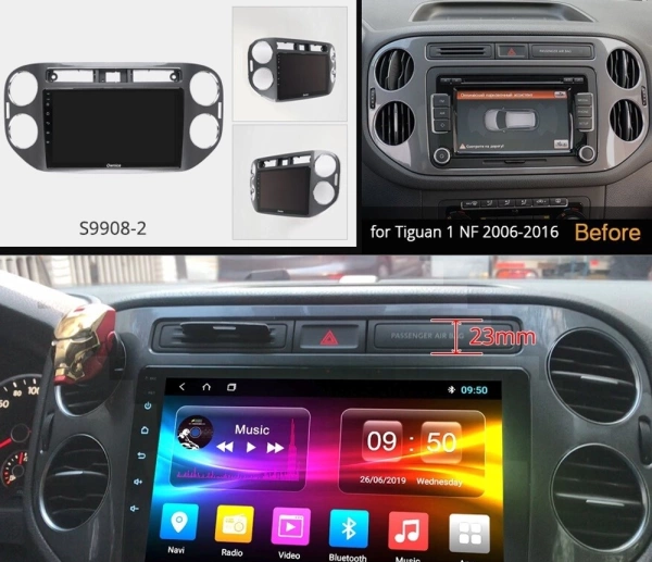 Carmedia OL-9908-2-PH-9009-6128-2K-TS20 штатная магнитола для Volkswagen Tiguan 2007-2016, Golf Plus 2004-2014 на Android 13 c 6GB, DSP, 4G