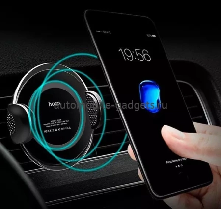 Hoco CW4 Автомобильный держатель в воздуховод или на торпеду с беспроводной зарядкой для смартфона от 4" до 6" дюймов