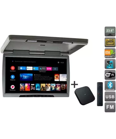AVS2230MPP Потолочный монитор (серый) + Xiaomi Mi Box S + AV120520DC на Android TV 9.0