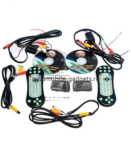 Комплект подголовников со встроенным DVD плеером и LCD монитором 9" (ОБА С DVD) ERGO ER900HD (чёрный)