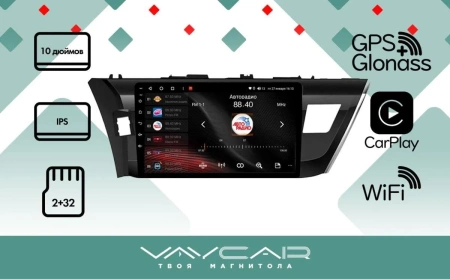 Магнитола Vaycar 10L для TOYOTA Corolla E170 2014-2016 (Андроид, 2+32Гб)