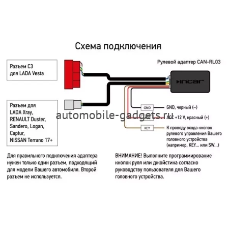 Рулевой адаптер CAN-RL03 для Renault, Lada, Nissan