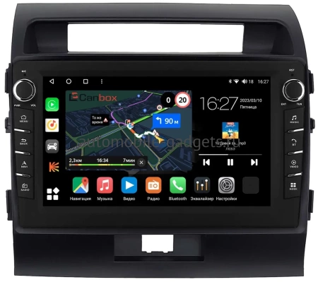 Штатная магнитола Toyota Land Cruiser 200 2007-2015 (для авто без NAVI, черная матовая) Canbox M-Line 7835-10-010-1 на Android 10 (4G-SIM, 2/32, DSP, QLed) С крутилками