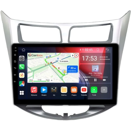 Штатная магнитола Hyundai Solaris, Accent 4 2010-2019 Canbox GT10-0453 2/32 на Android 10 (IPS, DSP, CarPlay)