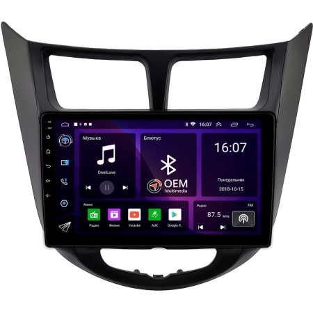 Hyundai Solaris, Accent 4 2010-2019 (черная, матовая) OEM RK9-2093 на Android 10 (CarPlay, AHD, 1/32)