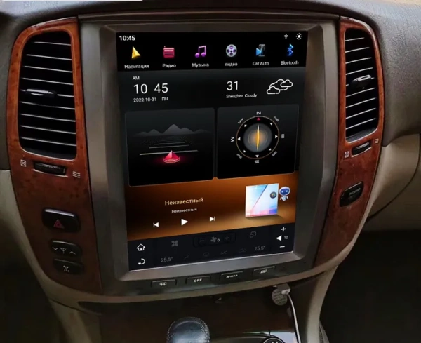 Carmedia ZF-1305W-Q6 ("Тесла-стиль") штатная магнитола для Toyota LC 100, Lexus LX 470 2002-2009 (климат на цветном экране) на Android 11 c 8GB, DSP, 4G