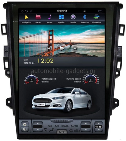 Carmedia ZF-1201A-Q6 ("Тесла-Стиль") магнитола 12.1" для Ford Mondeo 5 2014-2019 (климат, без SYNC) на Android 11, 8GB, DSP, 4G