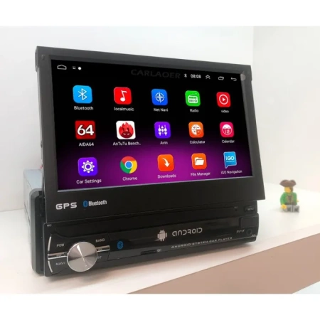 1 DIN универсальная магнитола OEM RS001 на Android 10 с выдвижным экраном